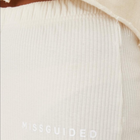 Missguided Ribbed Flare Split Joggers - Stone - Picture 3 of 4